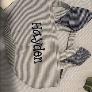 Striped Navy and White Personalized Easter Bag